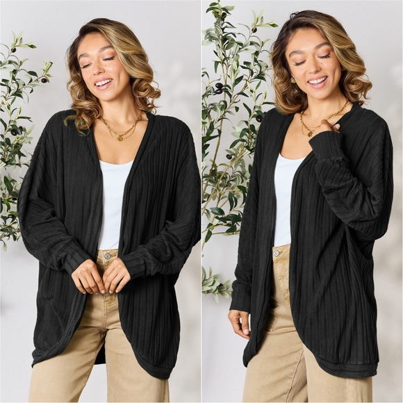 Ribbed Haven Cardigan - Black - Picture 2 of 10